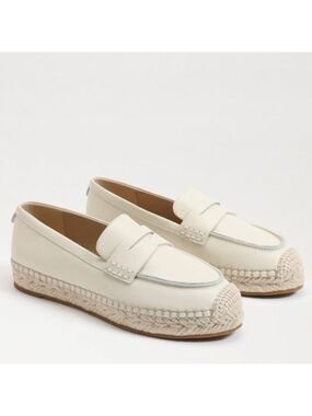 Sam Edelman Women's Kai Espadrille Loafer in Ivory Leather Size 8